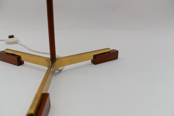 Mid-Century Modern Floor Lamp in Brass and Teak from Temde, Switzerland, 1960s-KQB-1762844