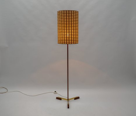 Mid-Century Modern Floor Lamp in Brass and Teak from Temde, Switzerland, 1960s-KQB-1762844