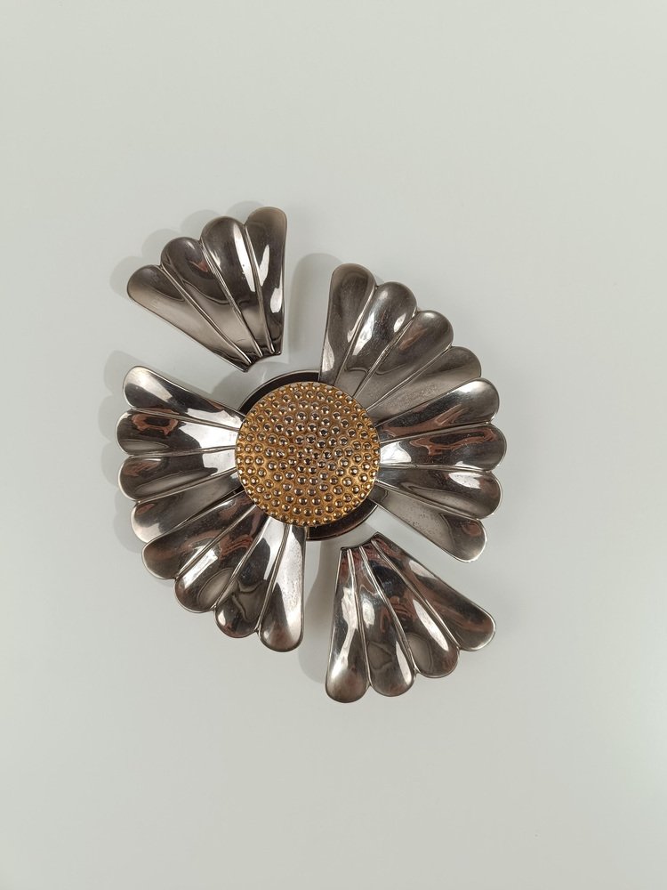 Mid-Century Modern Flower Ashtray in Chromed Metal with Removable Petals, 1970s