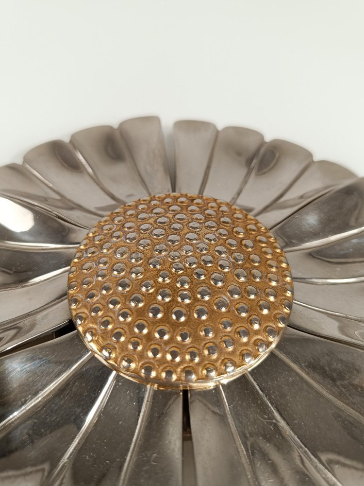 Mid-Century Modern Flower Ashtray in Chromed Metal with Removable Petals, 1970s