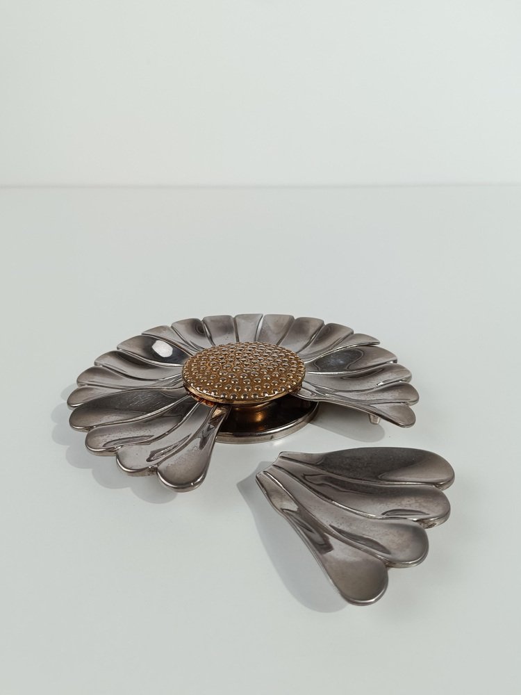 Mid-Century Modern Flower Ashtray in Chromed Metal with Removable Petals, 1970s