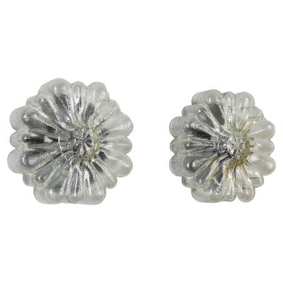 Mid-Century Modern Flower Cut Glass Flush Mounts, Germany, 1950s, Set of 2-IJF-1752130