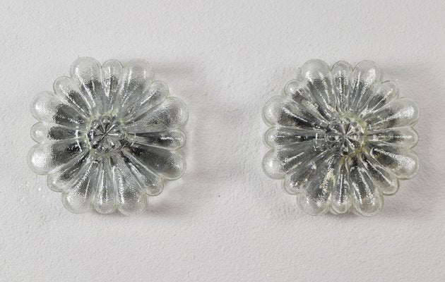 Mid-Century Modern Flower Cut Glass Flush Mounts, Germany, 1950s, Set of 2-IJF-1752130