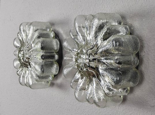 Mid-Century Modern Flower Cut Glass Flush Mounts, Germany, 1950s, Set of 2-IJF-1752130