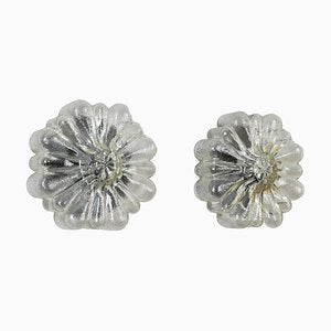 Mid-Century Modern Flower Cut Glass Flush Mounts, Germany, 1950s, Set of 2-IJF-1752130