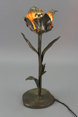 Mid-Century Modern Flower Table Lamp in Metal-KEG-1239864