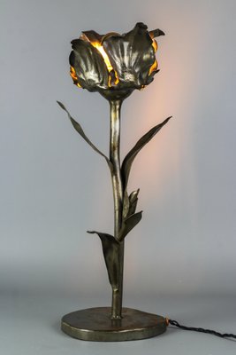 Mid-Century Modern Flower Table Lamp in Metal-KEG-1239864