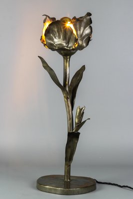 Mid-Century Modern Flower Table Lamp in Metal-KEG-1239864