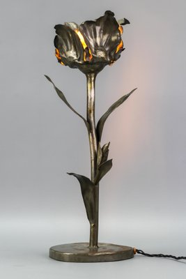 Mid-Century Modern Flower Table Lamp in Metal-KEG-1239864