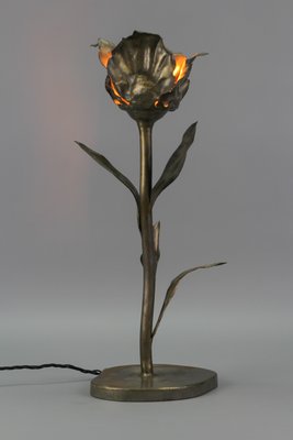 Mid-Century Modern Flower Table Lamp in Metal-KEG-1239864