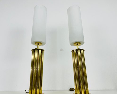 Mid-Century Modern French Brass Table Lamps, 1960s, Set of 2-PUK-1306768