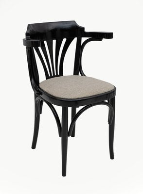 Mid-Century Modern French Ebonized Beech Bistro Chairs, 1970s, Set of 4-FER-1813469