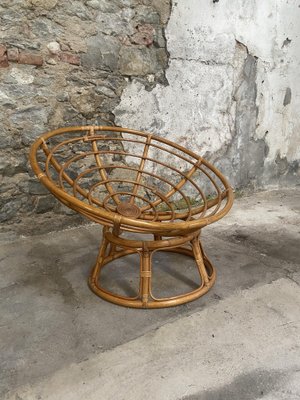 Mid-Century Modern French Papasan Lounge Chair in Bamboo, 1970s-DHH-1341696