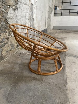 Mid-Century Modern French Papasan Lounge Chair in Bamboo, 1970s-DHH-1341696