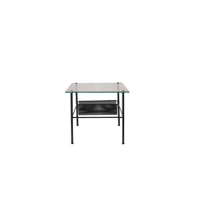 Mid-Century Modern French Rectangular Black Sheet Metal & Glass Coffee Table, 1960-UZ-863013