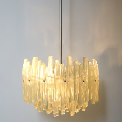 Mid-Century Modern Frosted Glass Acrylic Glass Chandelier by J.T. Kalmar-RY-1093270