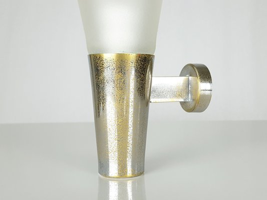 Mid-Century Modern Frosted Glass and Chrome-Plated Metal Sconces by Pietro Chiesa for Fontana Arte, Set of 2-RD-1808029