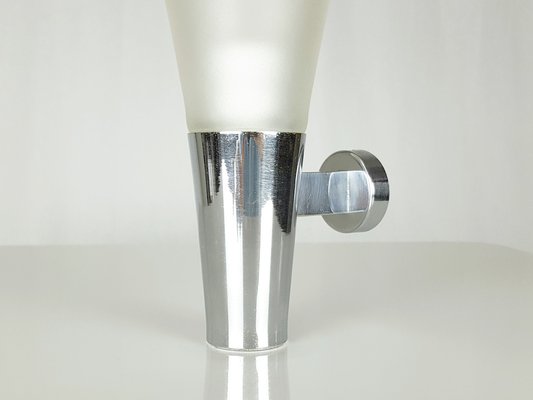 Mid-Century Modern Frosted Glass and Chrome-Plated Metal Sconces by Pietro Chiesa for Fontana Arte, Set of 2-RD-1808029