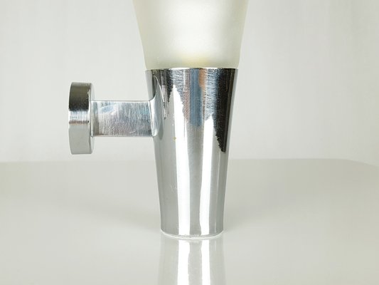 Mid-Century Modern Frosted Glass and Chrome-Plated Metal Sconces by Pietro Chiesa for Fontana Arte, Set of 2-RD-1808029