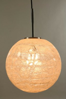 Mid-Century Modern Frosted Ice Glass Ball Pendant Lamp by Doria for Doria Leuchten, 1960s-FUP-1014213