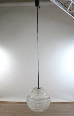 Mid-Century Modern Frosted Ice Glass Ball Pendant Lamp by Doria for Doria Leuchten, 1960s-FUP-1014213