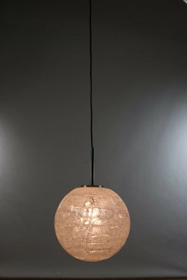 Mid-Century Modern Frosted Ice Glass Ball Pendant Lamp by Doria for Doria Leuchten, 1960s-FUP-1014213