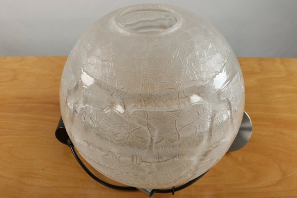 Mid-Century Modern Frosted Ice Glass Ball Pendant Lamp by Doria for Doria Leuchten, 1960s-FUP-1014213