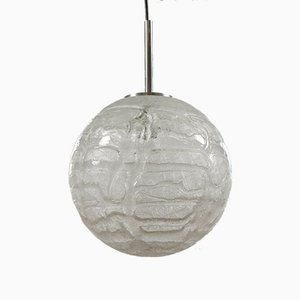 Mid-Century Modern Frosted Ice Glass Ball Pendant Lamp by Doria for Doria Leuchten, 1960s-FUP-1014213