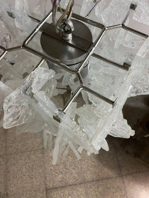 Mid-Century Modern Frosted Murano Glass Chandelier attributed to Mazzega, 1970s-NMK-1817946