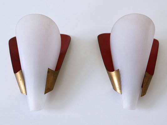 Mid-Century Modern German Brass & Acrylic Glass Sconces, 1960s, Set of 2-WPT-1112935