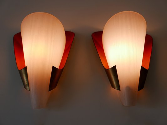 Mid-Century Modern German Brass & Acrylic Glass Sconces, 1960s, Set of 2-WPT-1112935