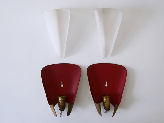 Mid-Century Modern German Brass & Acrylic Glass Sconces, 1960s, Set of 2-WPT-1112935