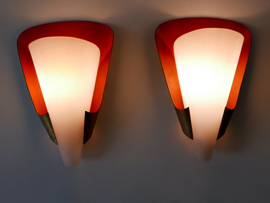 Mid-Century Modern German Brass & Acrylic Glass Sconces, 1960s, Set of 2-WPT-1112935