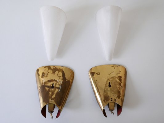 Mid-Century Modern German Brass & Acrylic Glass Sconces, 1960s, Set of 2-WPT-1112935