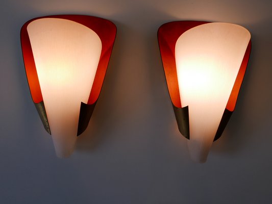 Mid-Century Modern German Brass & Acrylic Glass Sconces, 1960s, Set of 2-WPT-1112935