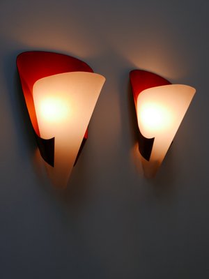 Mid-Century Modern German Brass & Acrylic Glass Sconces, 1960s, Set of 2-WPT-1112935