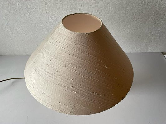 Mid-Century Modern German Fabric and White Wood Body Table Lamp with Atomic Brass Detail from Schröder & Co, 1970s-RDS-1196893