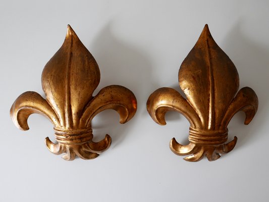 Mid-Century Modern German Gilt Metal Lily Sconces by Hans Kögl 1970s, Set of 2-WPT-1183157