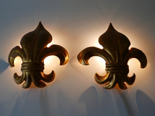 Mid-Century Modern German Gilt Metal Lily Sconces by Hans Kögl 1970s, Set of 2-WPT-1183157