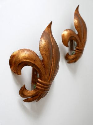 Mid-Century Modern German Gilt Metal Lily Sconces by Hans Kögl 1970s, Set of 2-WPT-1183157