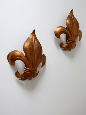 Mid-Century Modern German Gilt Metal Lily Sconces by Hans Kögl 1970s, Set of 2-WPT-1183157