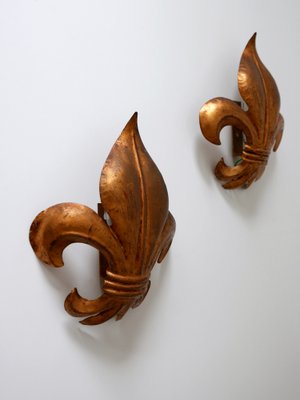 Mid-Century Modern German Gilt Metal Lily Sconces by Hans Kögl 1970s, Set of 2-WPT-1183157