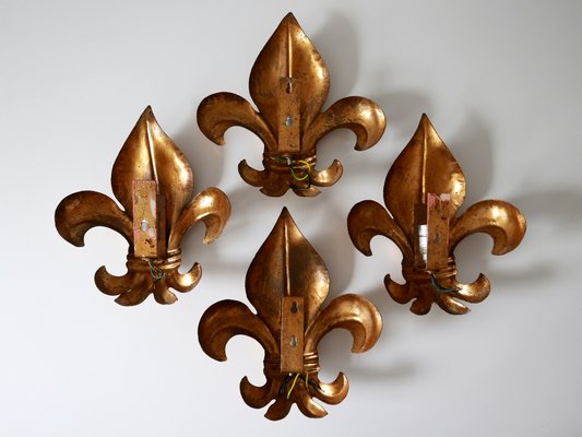 Mid-Century Modern German Gilt Metal Lily Sconces by Hans Kögl 1970s, Set of 2-WPT-1183157