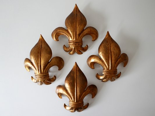 Mid-Century Modern German Gilt Metal Lily Sconces by Hans Kögl 1970s, Set of 2-WPT-1183157