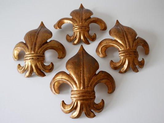 Mid-Century Modern German Gilt Metal Lily Sconces by Hans Kögl 1970s, Set of 2-WPT-1183157