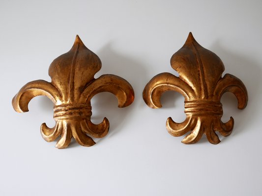 Mid-Century Modern German Gilt Metal Lily Sconces by Hans Kögl 1970s, Set of 2-WPT-1183157