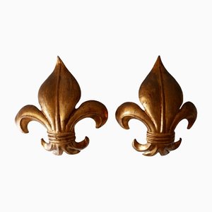 Mid-Century Modern German Gilt Metal Lily Sconces by Hans Kögl 1970s, Set of 2-WPT-1183157