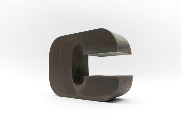 Mid-Century Modern German Patinated Copper Letter C, 1960s-KQB-1734426