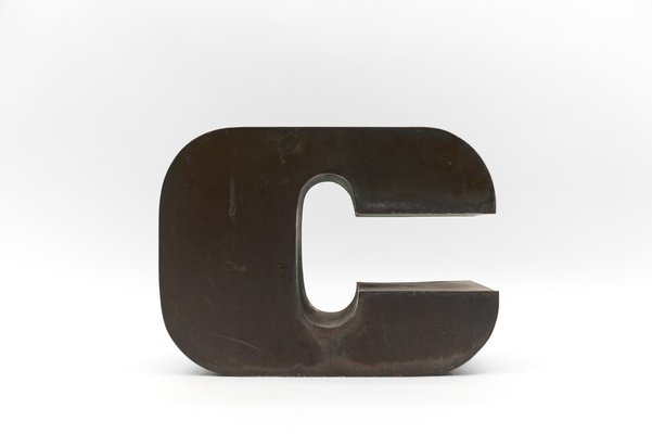 Mid-Century Modern German Patinated Copper Letter C, 1960s-KQB-1734426