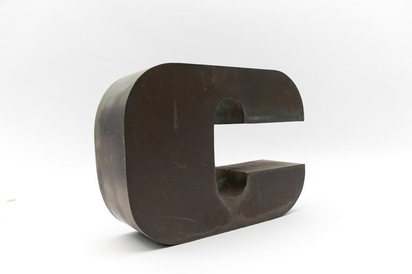 Mid-Century Modern German Patinated Copper Letter C, 1960s-KQB-1734426